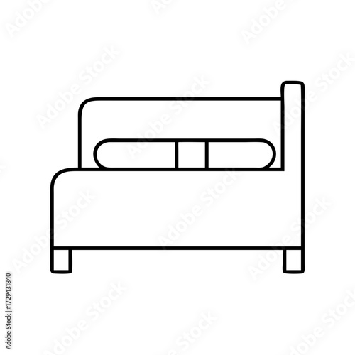 Vector art of simple line art icon of a bed with two pillows