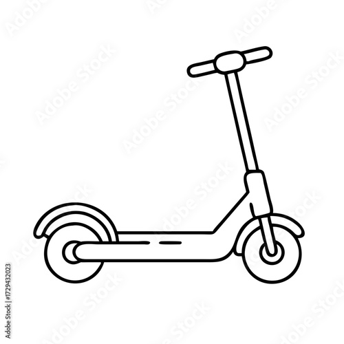 Vector art of simple line drawing of an electric scooter, isolated on a, representing modern urban transportation and ecofriendly mobility options