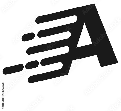 Stylized letter A with speed lines, suggesting movement or fast delivery.