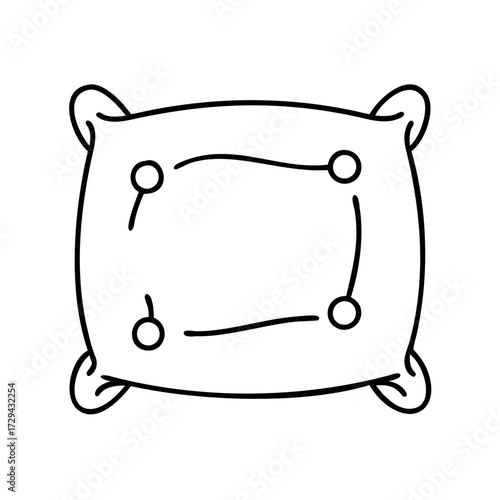 Vector art of simple line drawing of a pillow with four buttons and curved lines connecting them