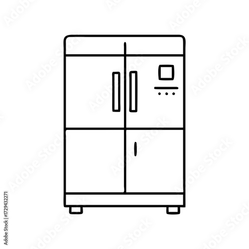 Vector art of modern double door refrigerator icon