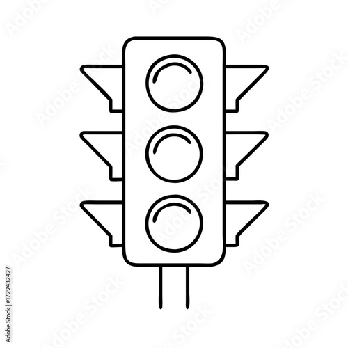 Vector art of simple line art illustration of a traffic light with three circular lights