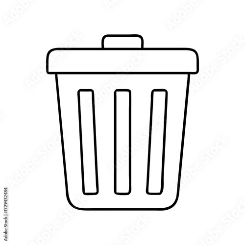 Vector art of simple line art illustration of a trash can