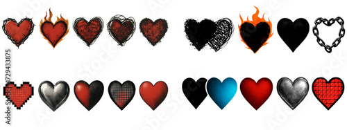 Creative Heart Icon Collection with Unique Styles and Textures for Artistic Projects