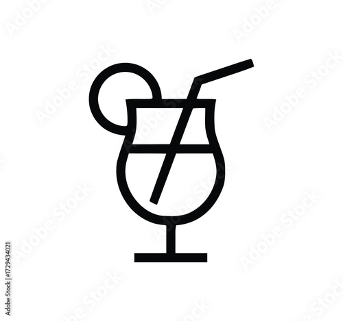 Drinks Line Icons Outline Set. logo, Juice Bottle, Chocolate Drink, Planter's Punch, Ice Bucket with Bottle, Last Word Cocktail, Sidecar Drink, Pomegranate Martini, Beer Mug, and More are Included in 
