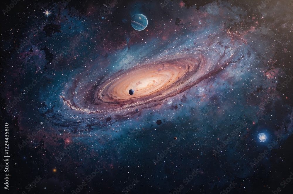 Obraz premium Hand-painted cosmic backdrop