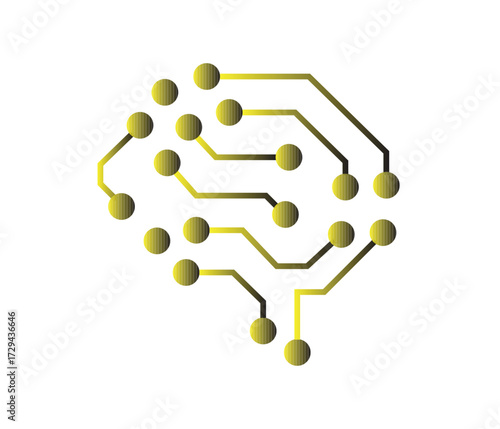 Artificial intelligence brain icon  with circuit board pattern representing technology 