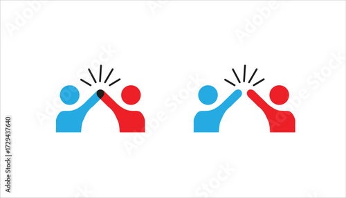 High five teamwork collaboration partnership success agreement achievement vector icon graphic design