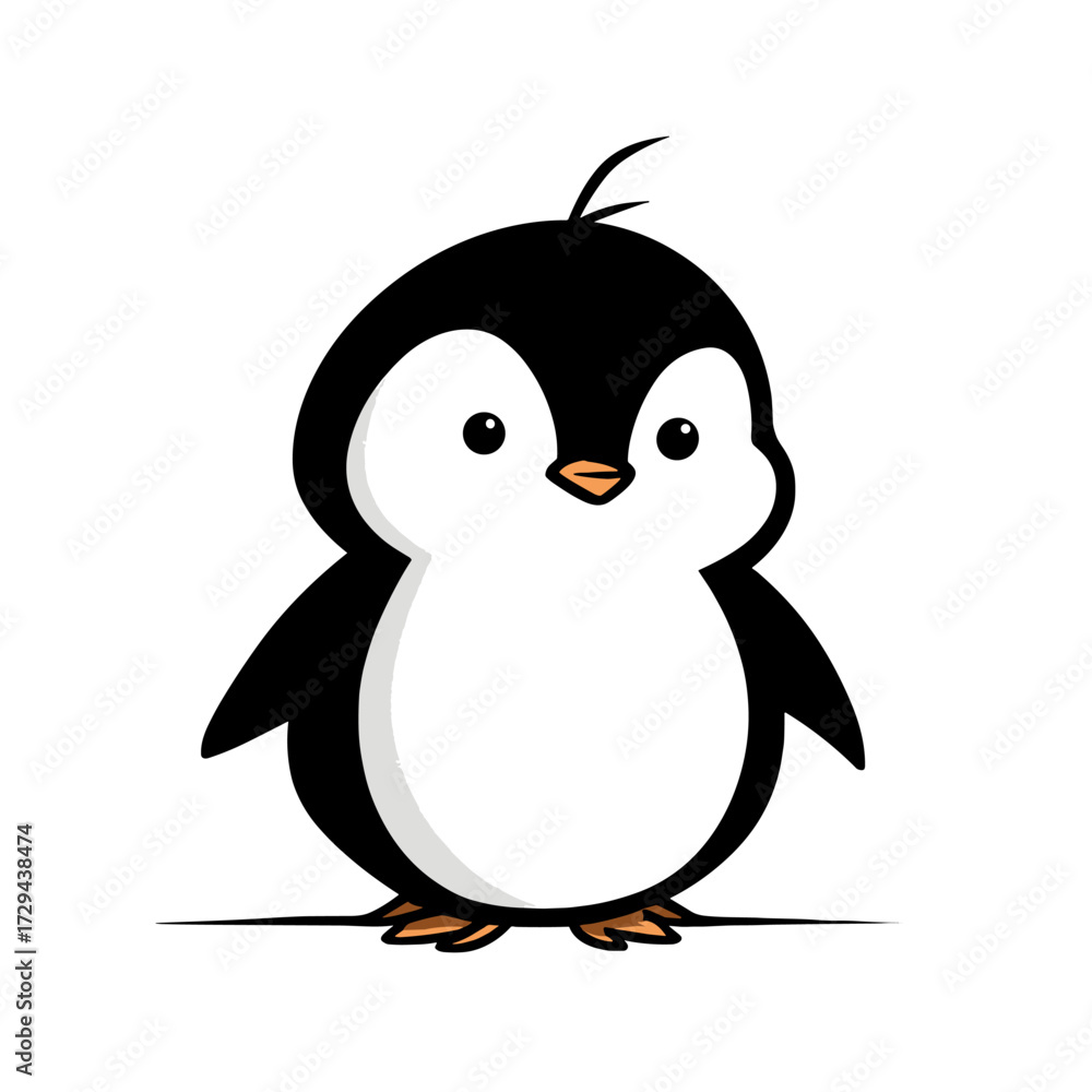 Fototapeta premium Gentoo Penguin. Gentoo Penguin simple black and white line art vector logo