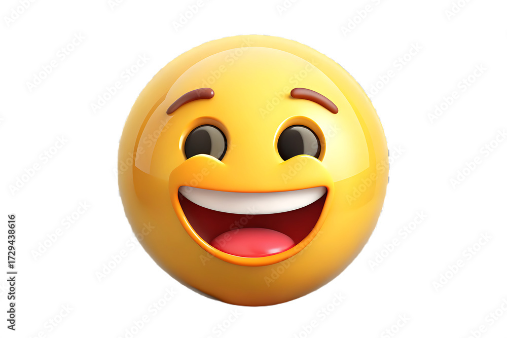 Fototapeta premium Joyful Emoji With Big Smile and Open Mouth emoticon