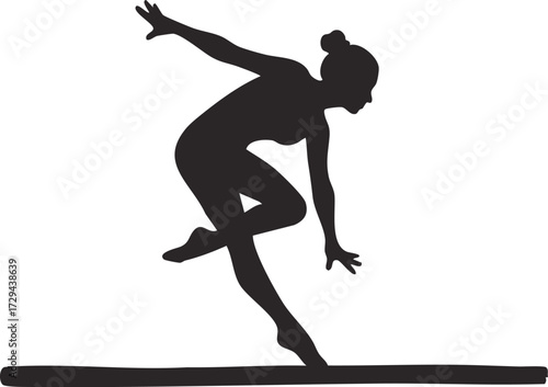 Gymnast Girl Silhouette in Dynamic Gymnastic Clipart Design