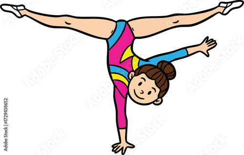 Gymnast Girl Silhouette in Dynamic Gymnastic Clipart Design