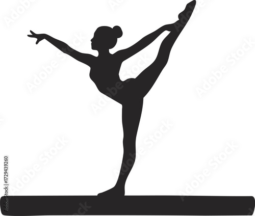 Gymnast Girl Silhouette in Dynamic Gymnastic Clipart Design