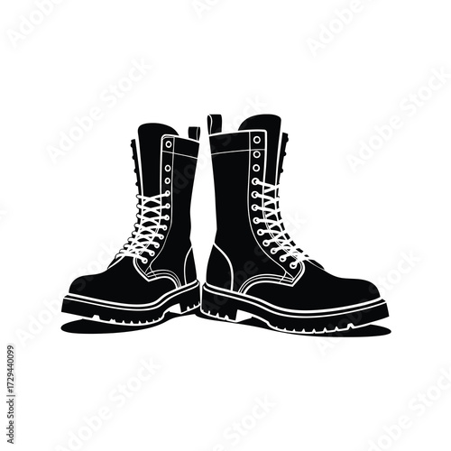 Striking silhouette of classic combat boots iconic footwear design
