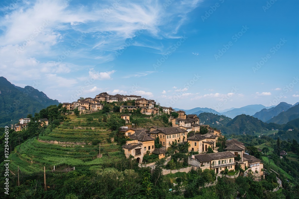 Fototapeta premium Natural structures and agricultural landscape in hilly regions