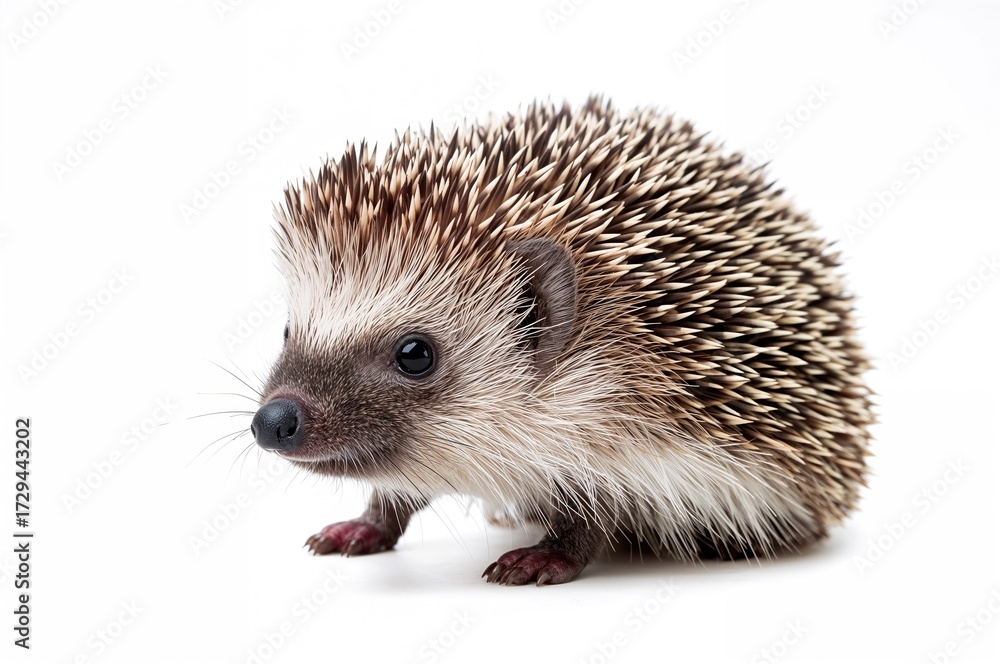 Fototapeta premium Isolated Hedgehog from Europe on a White Backdrop