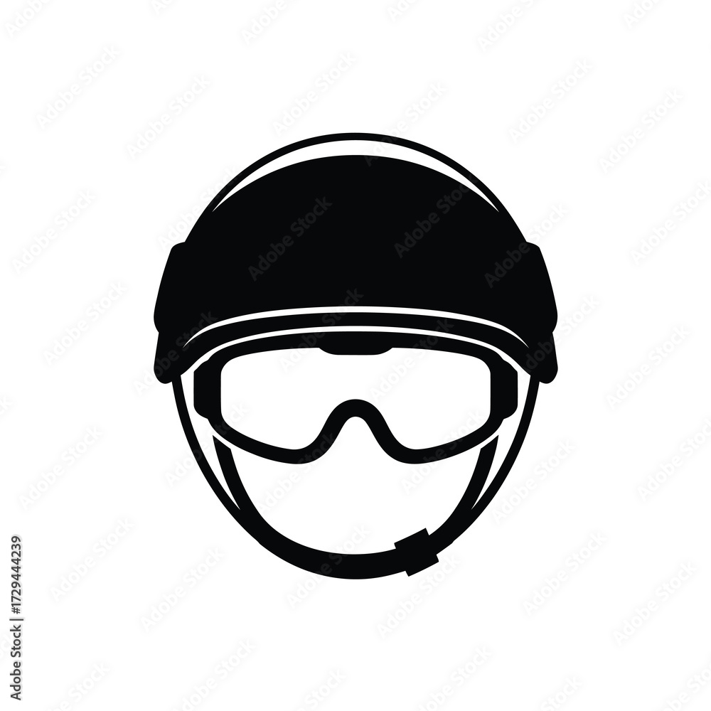 Naklejka premium Striking silhouette of a protective helmet and goggles minimalist icon