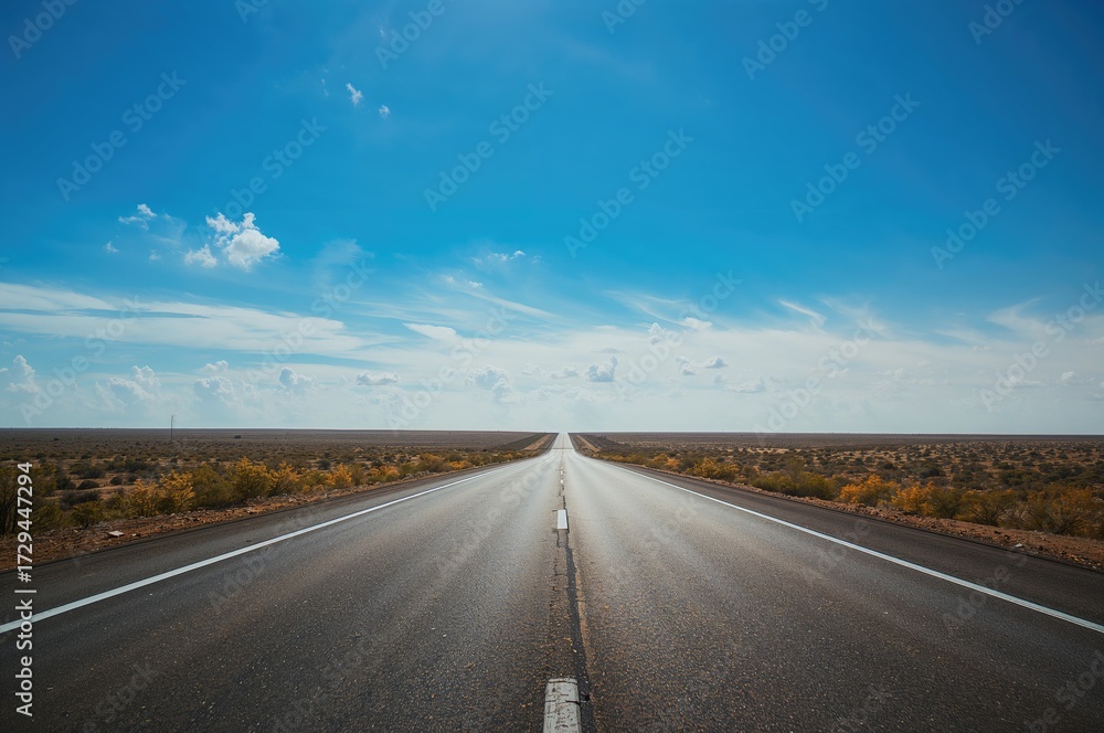 Fototapeta premium Desolate Highway Under Clear Azure Sky