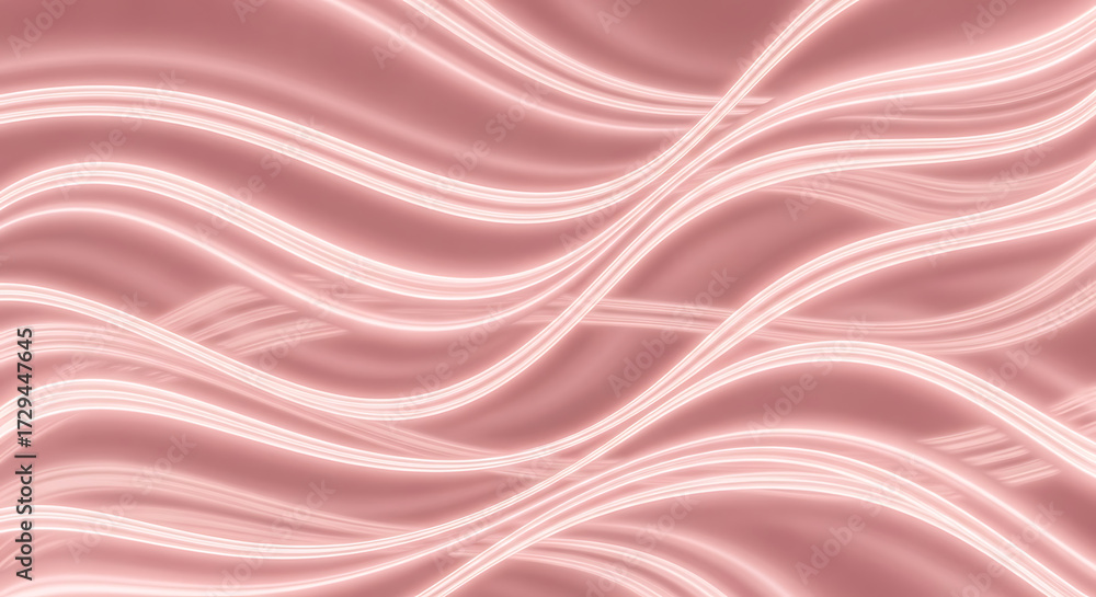 Fototapeta premium A soft and elegant arrangement of flowing, light pink lines gracefully weaving across a muted rosecolored background, creating a serene and calming abstract design with a touch of subtle sophisticatio