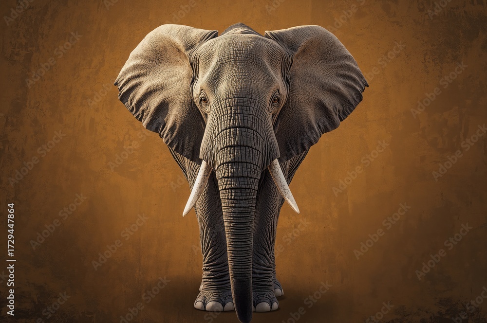 Fototapeta premium Elephant standing alone on a plain background