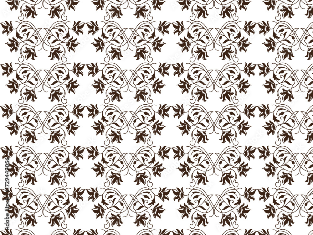 Obraz premium Brown Ornamental Seamless Floral Pattern Vector