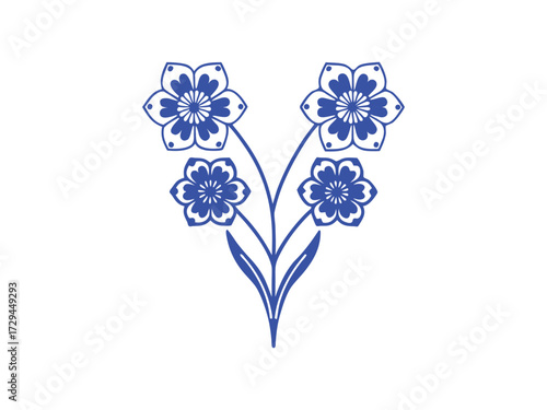 Blue Decorative Flower Vector Illustration