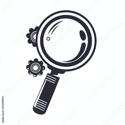 Magnifying Glass Icon with X Symbol in Grey Tones on White Background
