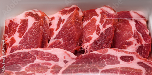 Obraz na plátně Fresh, veiny meat. Good, select steaks.