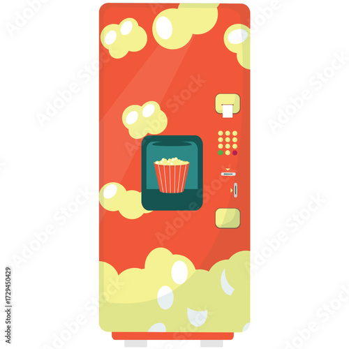 Vector food snack vending machine illustration. Popcorn selling automatic device isolated icon on white background