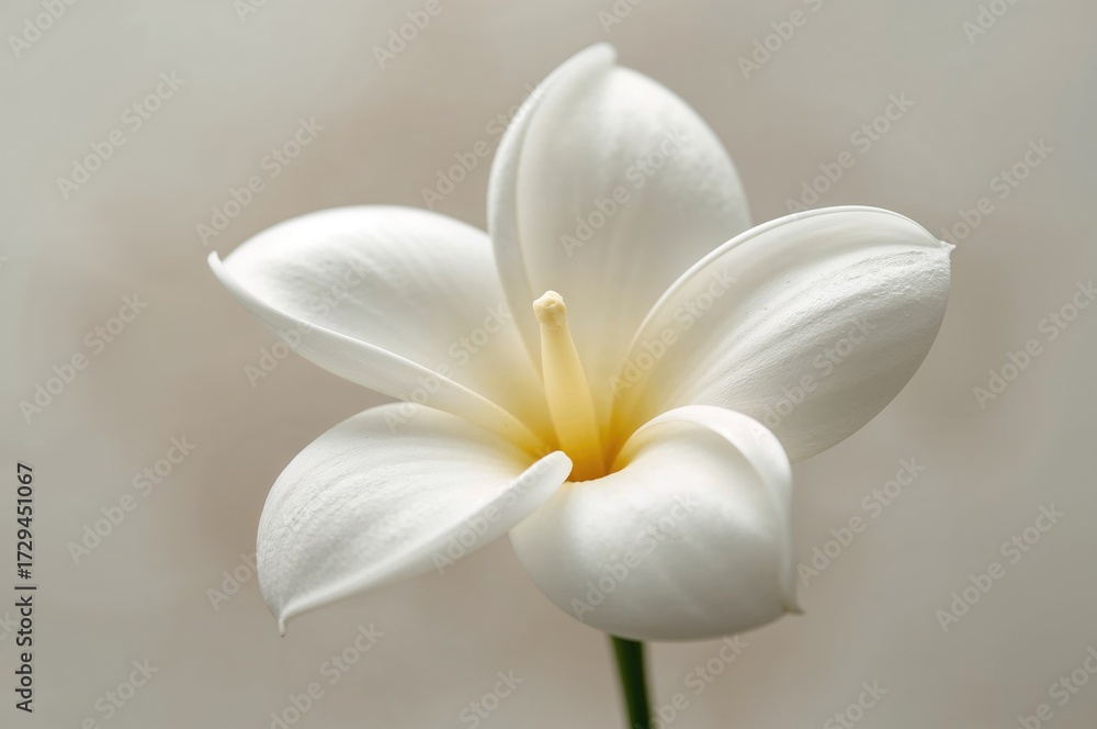 Fototapeta premium Detailed close-up of a pristine white gardenia flower blossoming