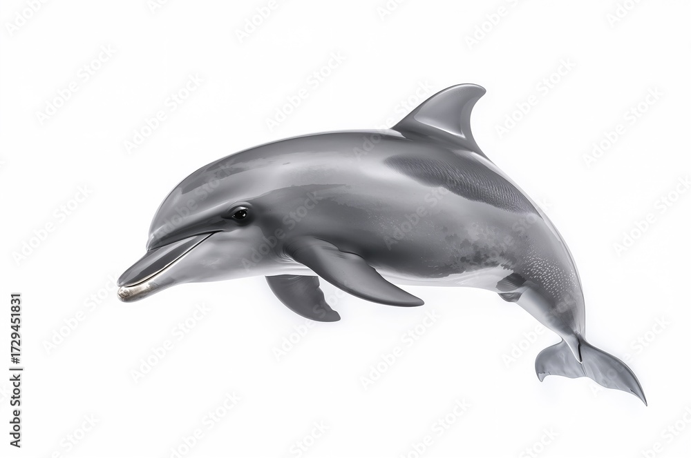 Fototapeta premium Single dolphin against a plain white backdrop