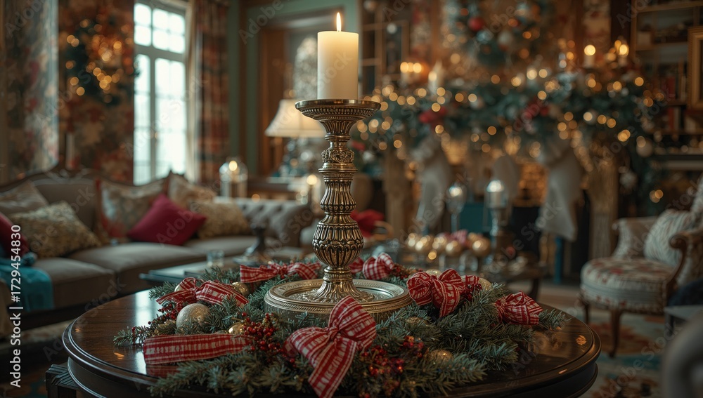 Fototapeta premium Festively adorned holiday living space