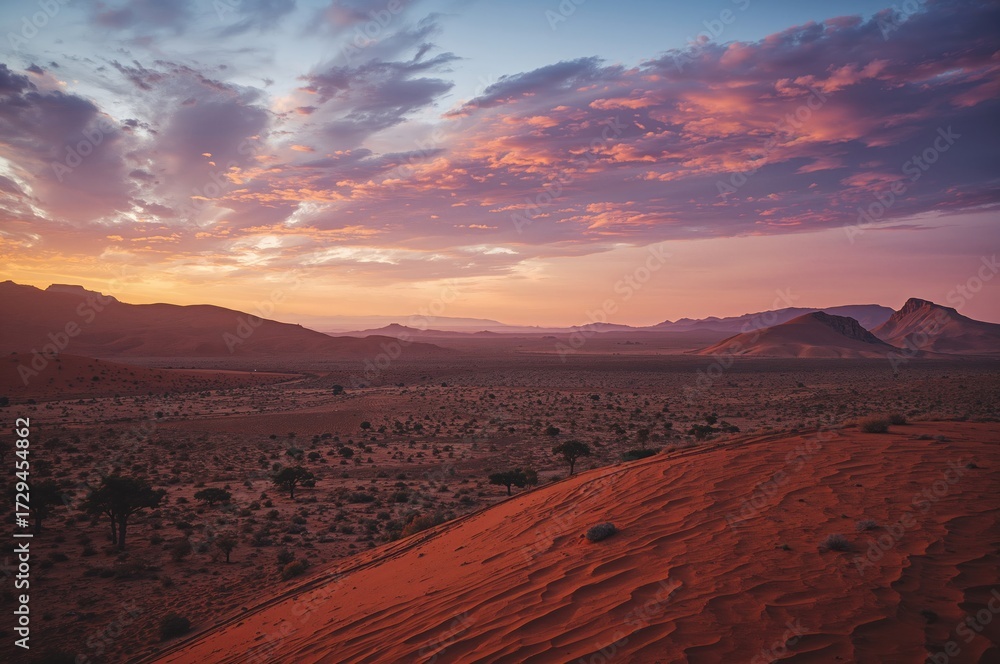 Fototapeta premium Stunning wide-angle view of the sun setting over the scenery