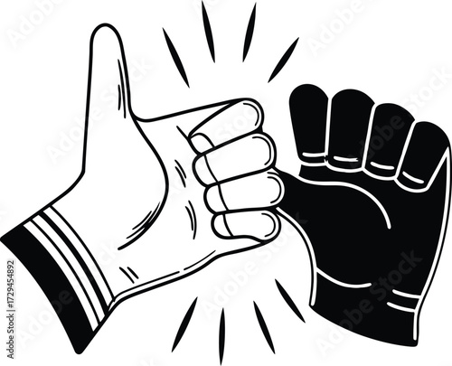 Minimalist line art hand gestures collection isolated on white background for design projects