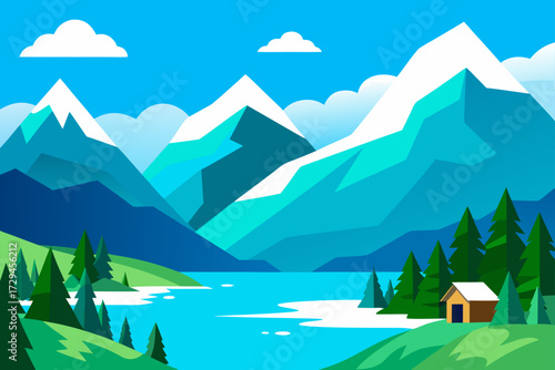 a breathtaking alpine scene unfolds with a vibran
