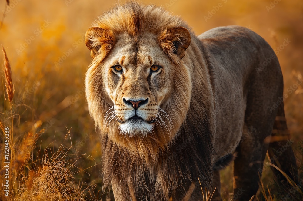 Fototapeta premium Lioness of the Panthera leo species in the wild environment