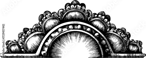 Vintage engraved art deco motif illustration for design and decor