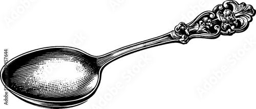 Ornate spoon vintage engraved illustration for antique design and decoration