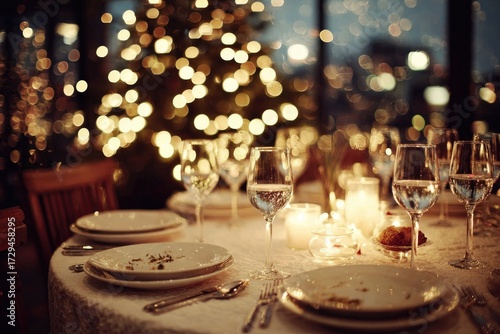 Wallpaper Mural Festive Holiday Dinner Setting with Elegant Table Decor and Warm Candlelight Ambience Torontodigital.ca