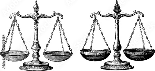 Vintage engraving of apothecary scales illustration - perfect for retro design projects