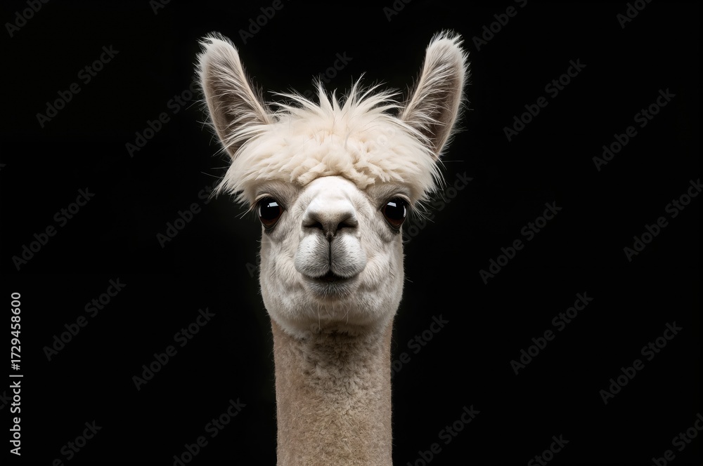 Obraz premium Quirky humorous alpaca against a dark background