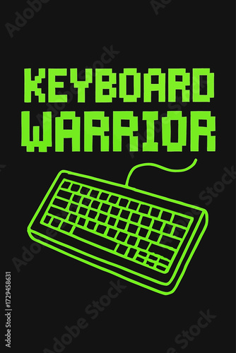 Unleash your inner Keyboard Warrior with this striking neon green pixel art design, a perfect tribute to retro gaming, PC master race, and online prowess. Ideal for tech enthusiasts, programmers, and