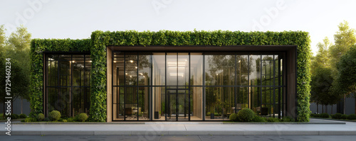 Innovative healthcare biotech efficacy at ecofriendly wellness center urban environment modern architecture