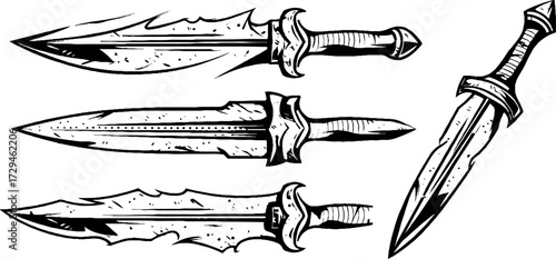 Vintage hand drawn engraved illustration of metal files and rasps - retro design for tools and craftsmanship