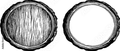 Vintage engraving set of round embroidery hoop frames for craft and design projects