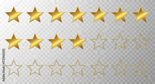 Customer Review Star Ratings with Filled and Empty Stars Showing Satisfaction Levels
