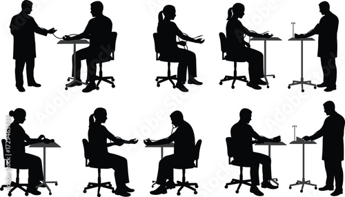 Silhouette, healthcare, doctor, patient, medical, test, diagnosis, hospital, clinic, device