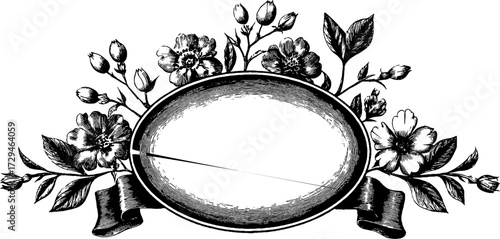 Victorian oval frame with floral motif for elegant designs and decorations