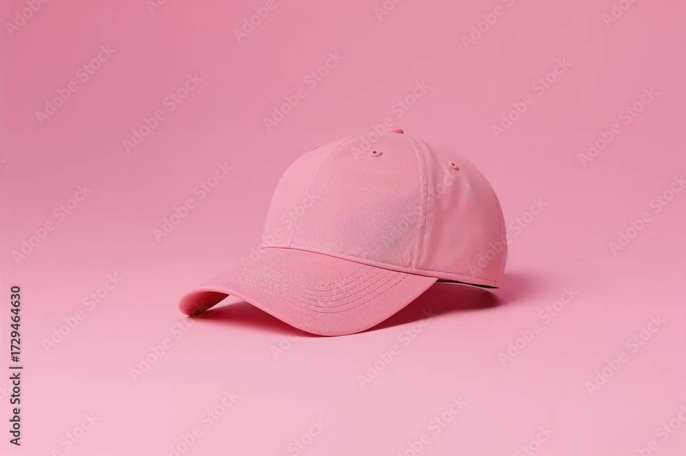 Fototapeta premium Baseball hat displayed against a pink backdrop. Design mockup.