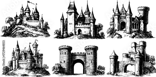 Enchanted castle collection: vintage fantasy engravings for art and design